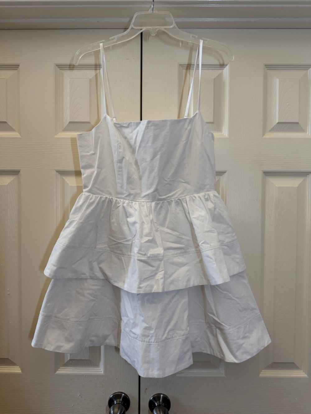White Tiered Mini Dress with Spaghetti Straps